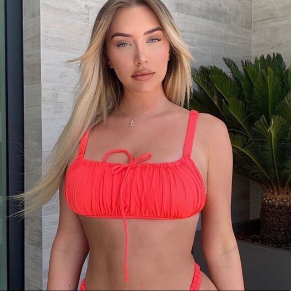 FRANKIE’S BIKINI Greta Coral Hot Pink Top - Picture 1 of 6